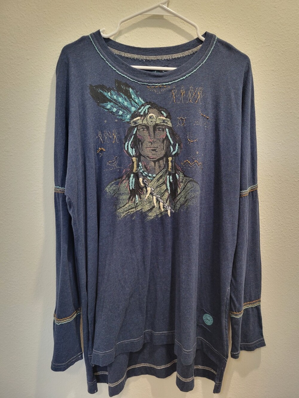 New Double D Ranch 1X Tee Pee Graffiti Embroidered Western Shirt